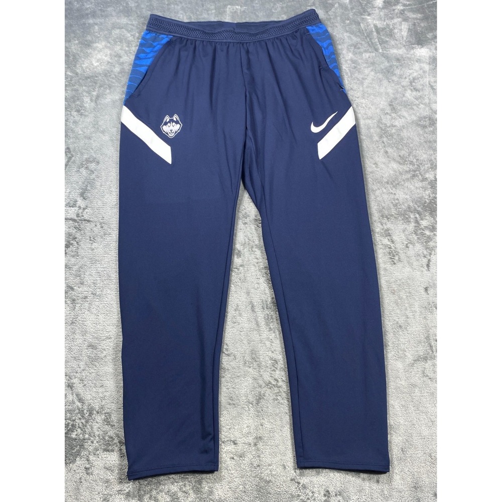 Nike Dri Fit UConn Huskies Running Track Pants Large Navy Blue Ankle Zip Warm Up